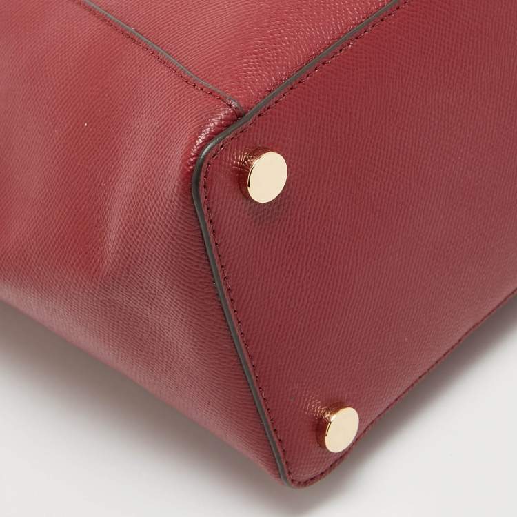 Pre Owned Michael Kors Red Leather Medium East West Maddie Tote