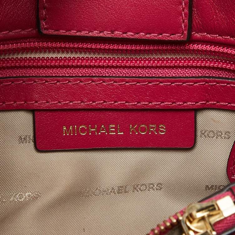 Pre Owned MICHAEL Michael Kors Pink Leather Mini Cynthia Bow Tote