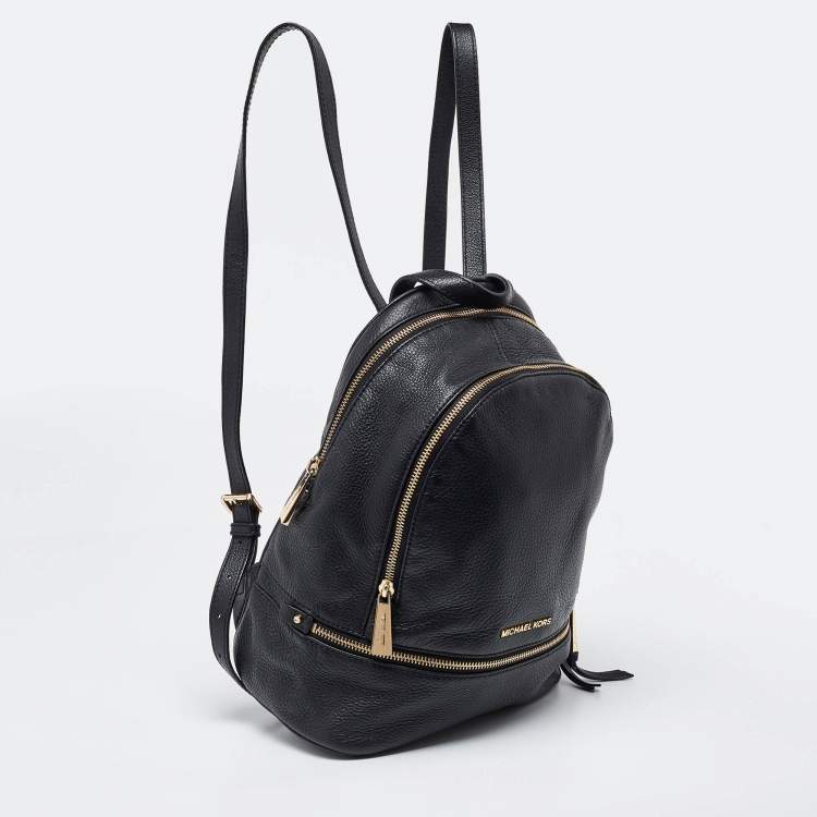 Pre Owned Michael Kors Black Leather Small Rhea Backpack