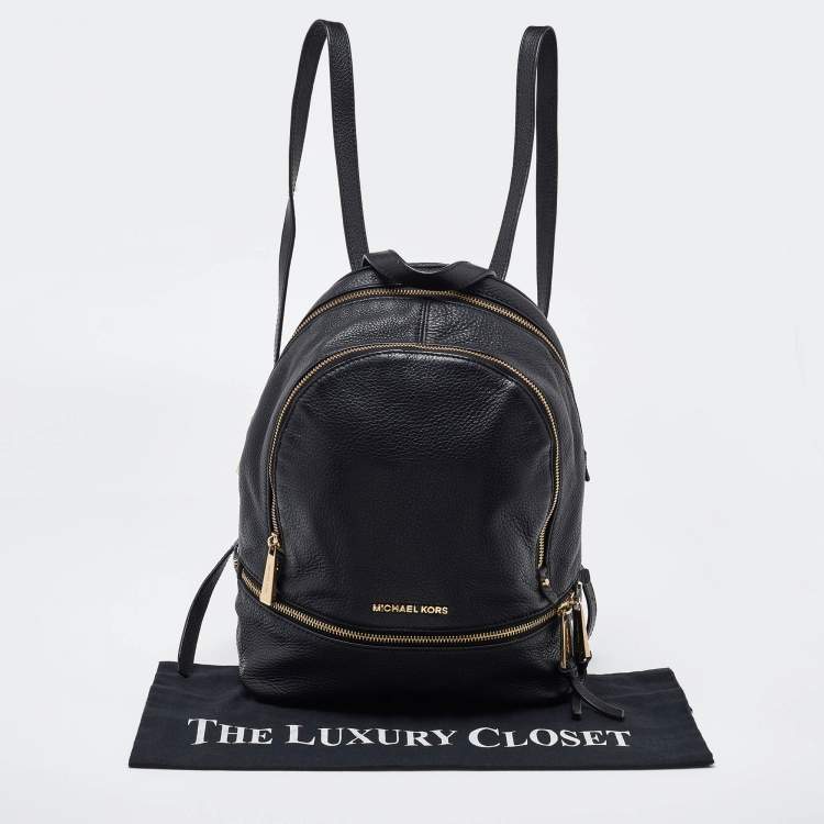 Pre Owned Michael Kors Black Leather Small Rhea Backpack