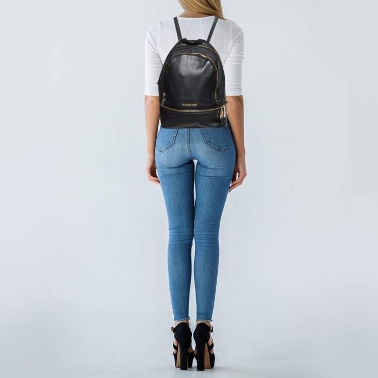 Pre Owned Michael Kors Black Leather Small Rhea Backpack