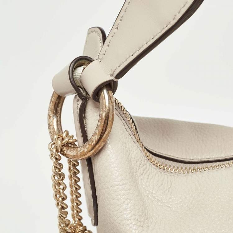 Pre Owned Michael Kors Light Grey Leather Elana Tassel Bucket Bag