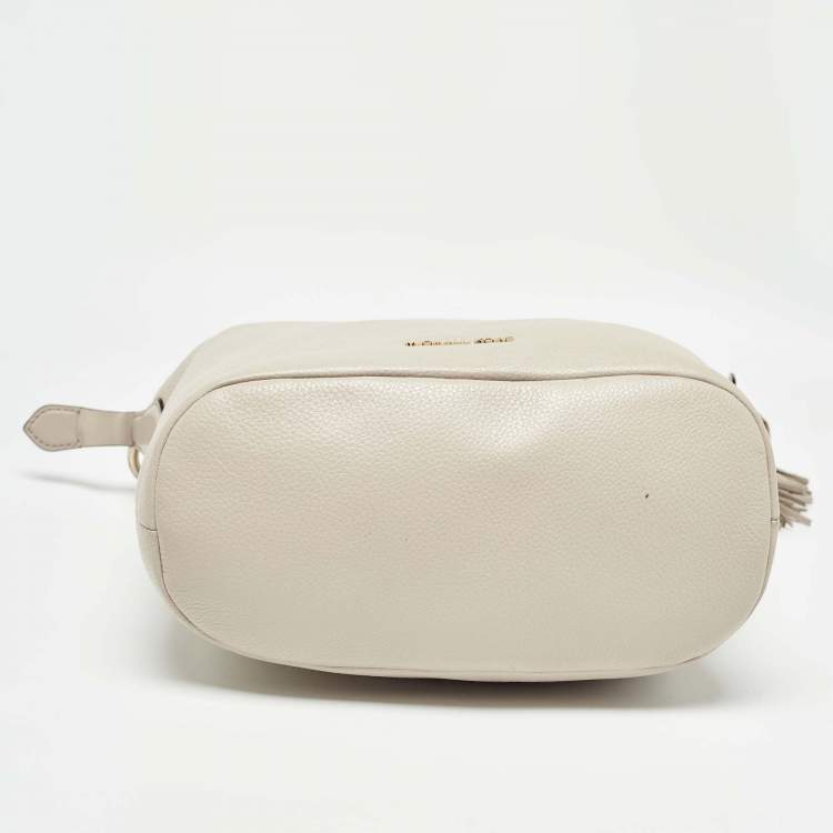 Pre Owned Michael Kors Light Grey Leather Elana Tassel Bucket Bag