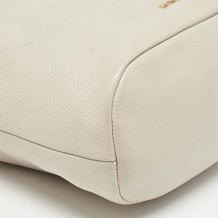 Pre Owned Michael Kors Light Grey Leather Elana Tassel Bucket Bag
