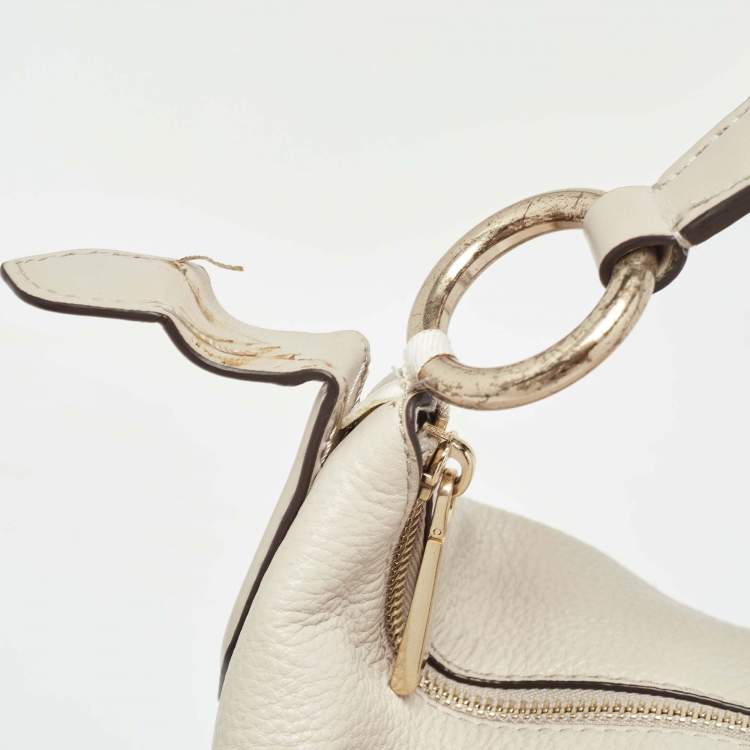 Pre Owned Michael Kors Light Grey Leather Elana Tassel Bucket Bag