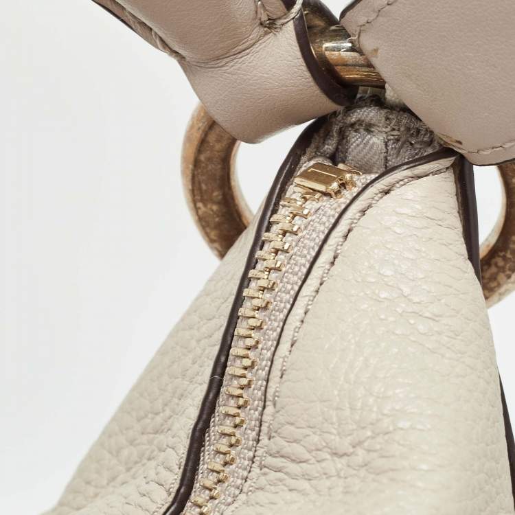 Pre Owned Michael Kors Light Grey Leather Elana Tassel Bucket Bag