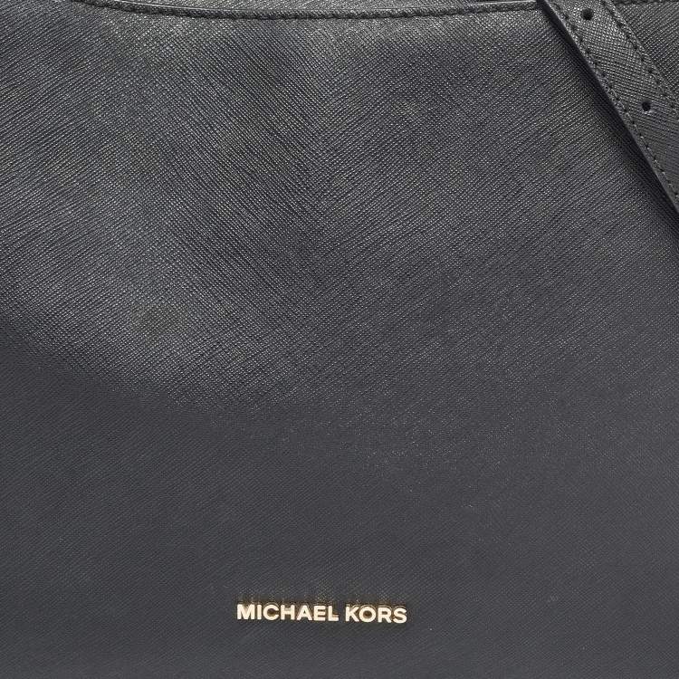 Pre Owned Michael Kors Black Saffiano Leather Portia Top Handle Bag