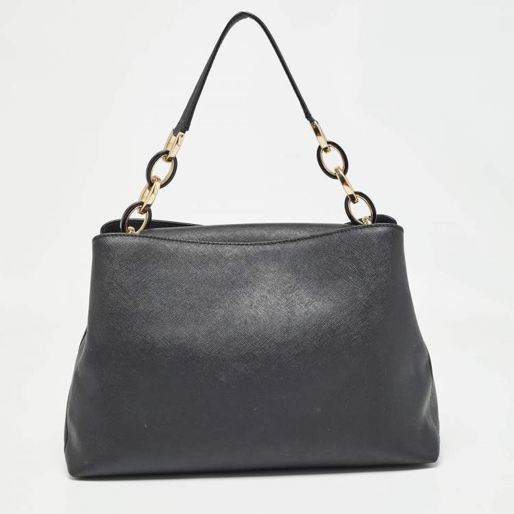 Pre Owned Michael Kors Black Saffiano Leather Portia Top Handle Bag