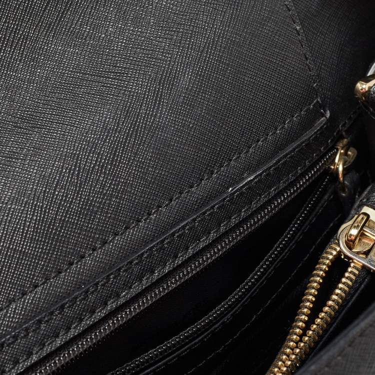 Pre Owned Michael Kors Black Saffiano Leather Portia Top Handle Bag