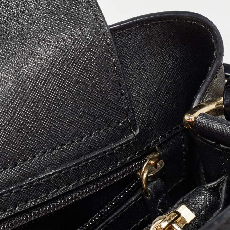 Pre Owned Michael Kors Black Saffiano Leather Portia Top Handle Bag