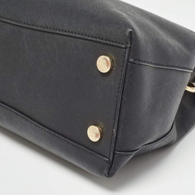 Pre Owned Michael Kors Black Saffiano Leather Portia Top Handle Bag