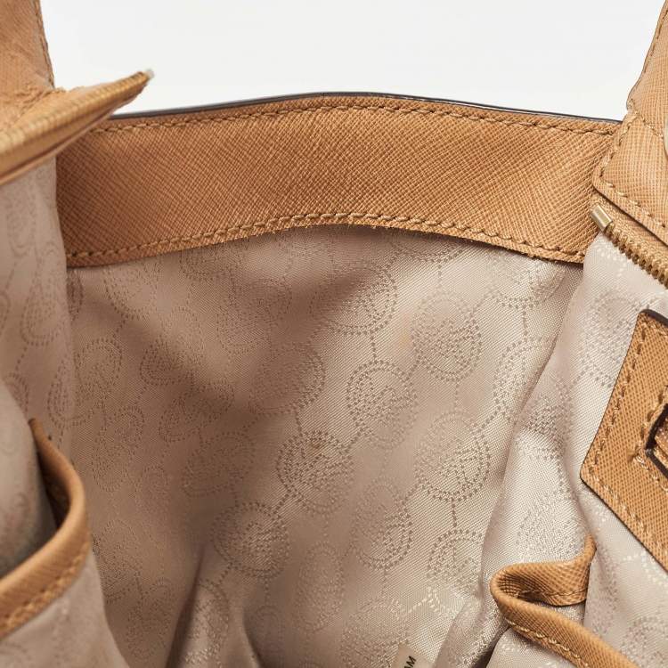 Pre Owned Michael Kors Brown Saffiano Leather Large Selma Tote