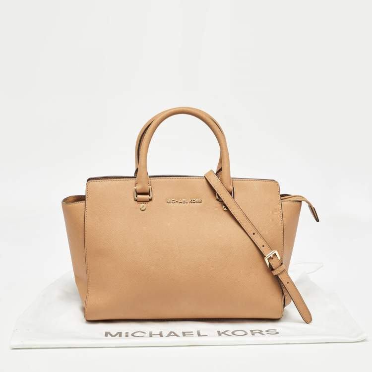 Pre Owned Michael Kors Brown Saffiano Leather Large Selma Tote