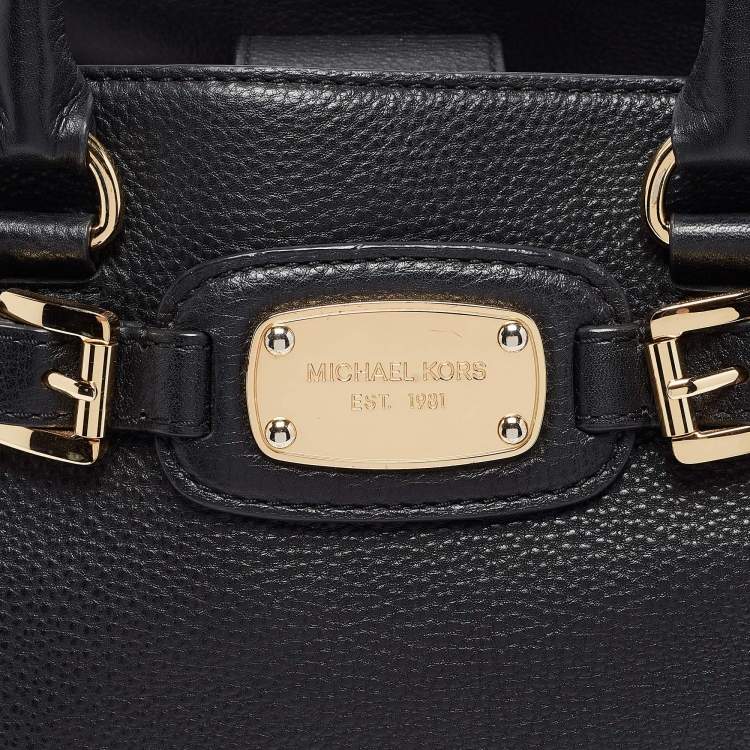 Pre Owned Michael Kors Black Leather East/West Hamilton Tote