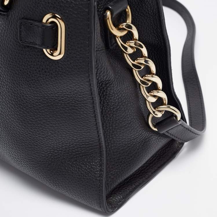 Pre Owned Michael Kors Black Leather East/West Hamilton Tote