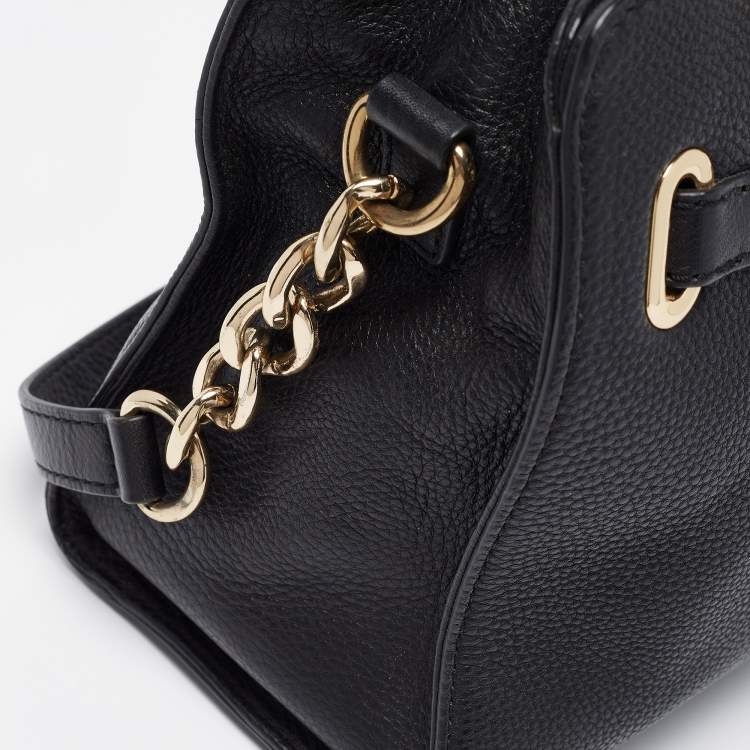 Pre Owned Michael Kors Black Leather East/West Hamilton Tote