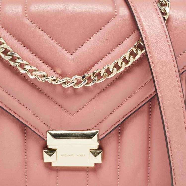 Pre Owned Michael Kors Pink Quilted Leather Large Whitney Shoulder Bag