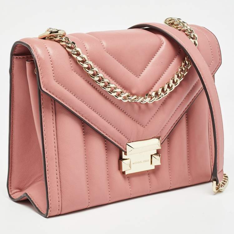 Pre Owned Michael Kors Pink Quilted Leather Large Whitney Shoulder Bag
