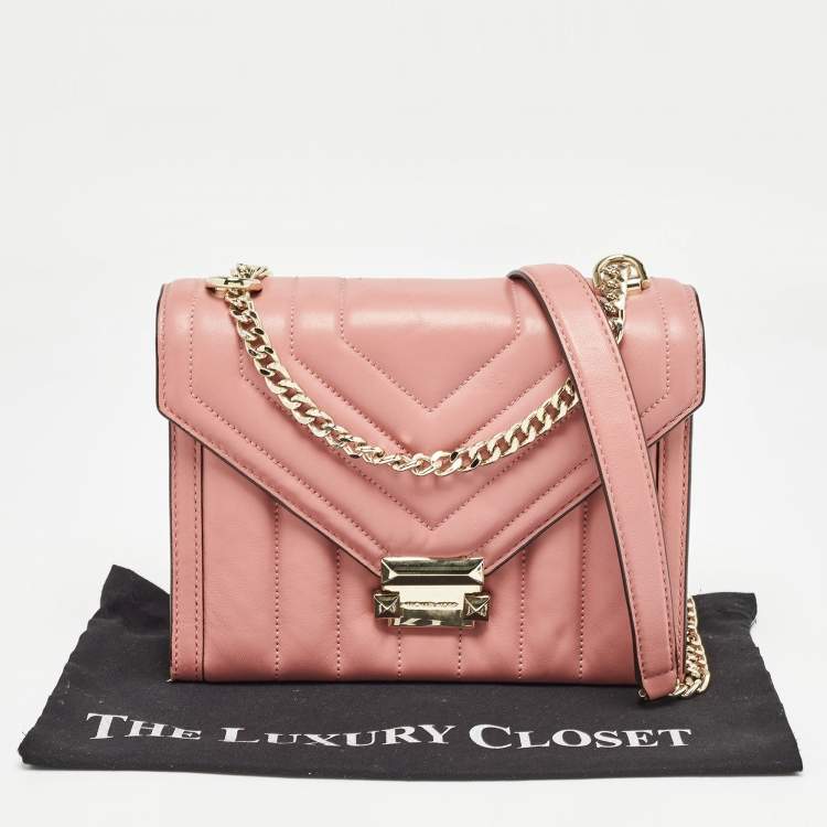 Pre Owned Michael Kors Pink Quilted Leather Large Whitney Shoulder Bag