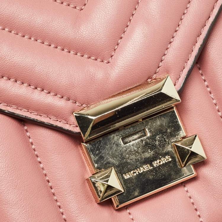 Pre Owned Michael Kors Pink Quilted Leather Large Whitney Shoulder Bag