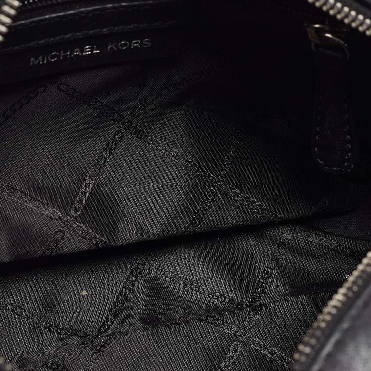 Pre Owned Michael Kors Black/White Quilted Leather Medium Ginny Crossbody Bag