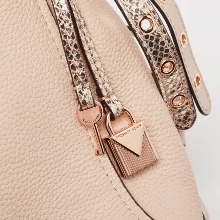 Pre Owned Michael Kors Two Tone Pink Leather Small Bristol Backpack