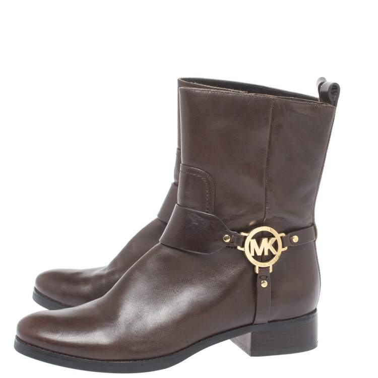 Pre Owned MICHAEL Michael Kors Brown Leather Fulton Ankle Boots Size 39
