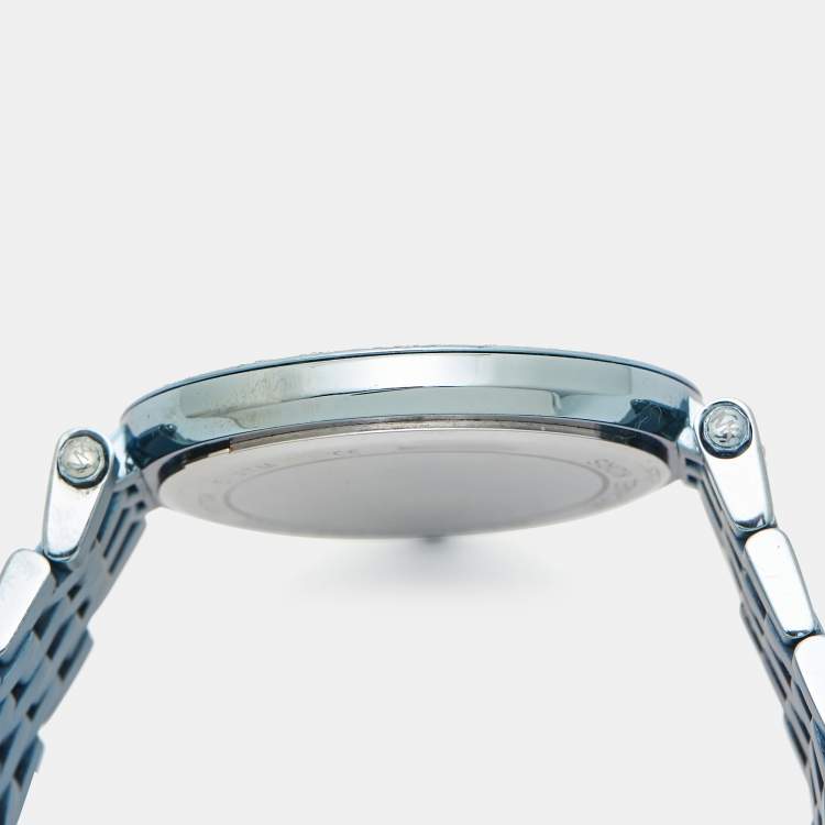 Pre Owned Michael Kors Silver Blue Ion-Plated Stainless Steel Darci Women's Wristwatch 39 mm