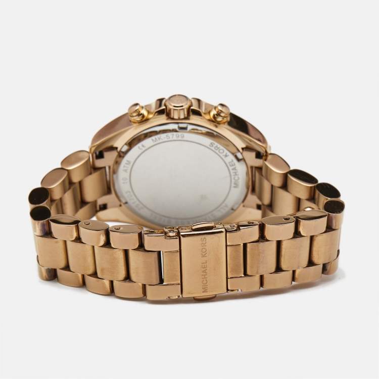 Pre Owned Michael Kors Rose Gold Plated Steel Bradshaw Chronograph MK5799 Women's Wristwatch 37 mm