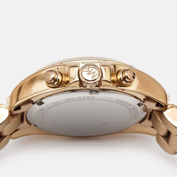 Pre Owned Michael Kors Rose Gold Plated Steel Bradshaw Chronograph MK5799 Women's Wristwatch 37 mm