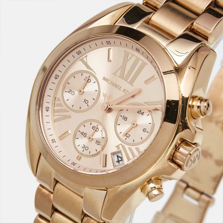 Pre Owned Michael Kors Rose Gold Plated Steel Bradshaw Chronograph MK5799 Women's Wristwatch 37 mm