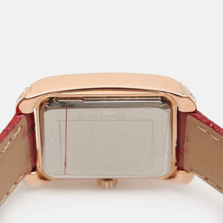 Pre Owned Michael Kors Red Croc Embossed Emery MK4689 Women's Wristwatch 27 mm