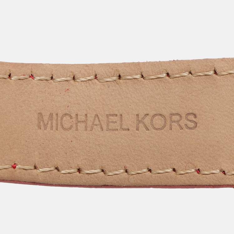 Pre Owned Michael Kors Red Croc Embossed Emery MK4689 Women's Wristwatch 27 mm