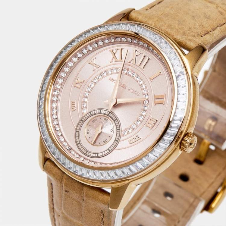 Pre Owned Michael Kors Rose Gold PVD Coated Stainless Steel Madelyn MK2448 Women's Wristwatch 40 mm