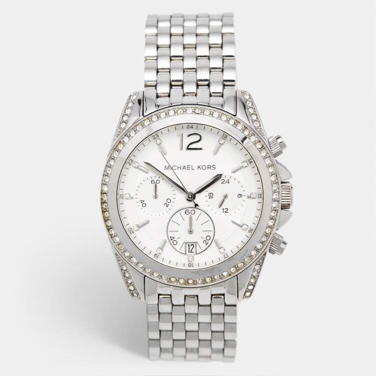 Pre Owned Michael Kors Pressley MK5834 Silver Dial Stainless Steel Women's Wristwatch 39 mm