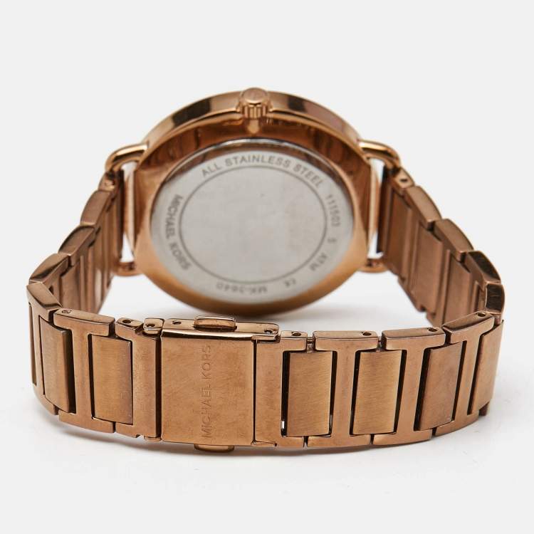 مملوكة مسبقًا Michael Kors Portia MK3640 Champagne Dial Rose Gold PVD Coated Stainless Steel Women's Wristwatch 36 mm