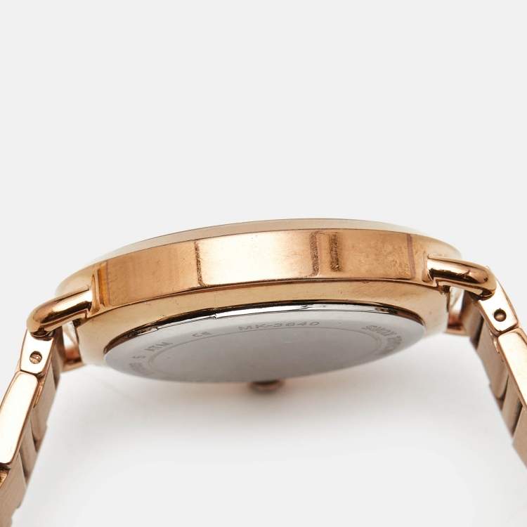 مملوكة مسبقًا Michael Kors Portia MK3640 Champagne Dial Rose Gold PVD Coated Stainless Steel Women's Wristwatch 36 mm