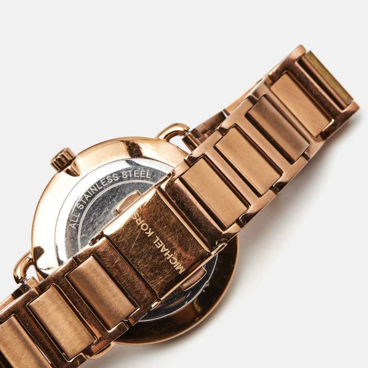 مملوكة مسبقًا Michael Kors Portia MK3640 Champagne Dial Rose Gold PVD Coated Stainless Steel Women's Wristwatch 36 mm