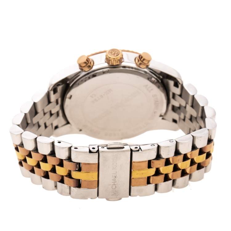 Pre Owned Michael Kors Silver Three-Tone Stainless Steel Lexington MK5735 Women's Wristwatch 38 mm