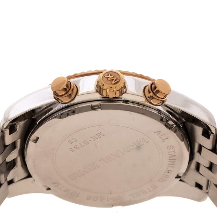 Pre Owned Michael Kors Silver Three-Tone Stainless Steel Lexington MK5735 Women's Wristwatch 38 mm