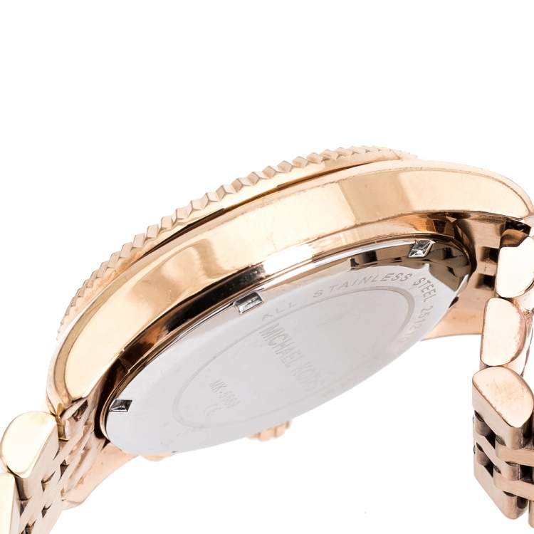 Pre Owned Michael Kors Rose Gold Plated Steel Lexington MK5569 Women's Wristwatch 38 mm