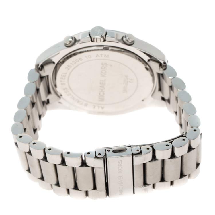 Pre Owned Michael Kors Silver Stainless Steel Bradshaw MK8254 Men's Wristwatch 48 MM