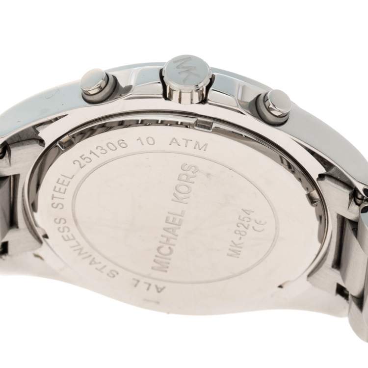 Pre Owned Michael Kors Silver Stainless Steel Bradshaw MK8254 Men's Wristwatch 48 MM
