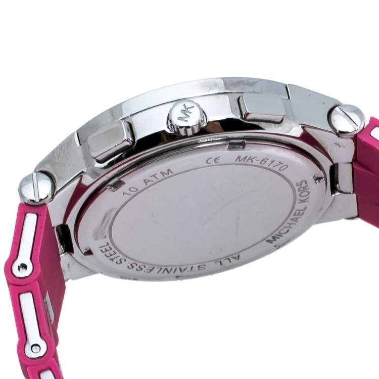 Pre Owned Michael Kors Pink Stainless Steel Wyatt MK6170 Women's Wristwatch 40 mm