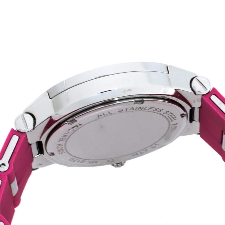Pre Owned Michael Kors Pink Stainless Steel Wyatt MK6170 Women's Wristwatch 40 mm