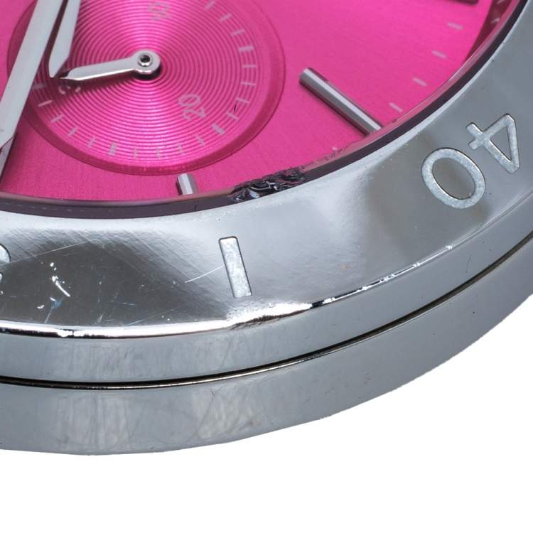 Pre Owned Michael Kors Pink Stainless Steel Wyatt MK6170 Women's Wristwatch 40 mm