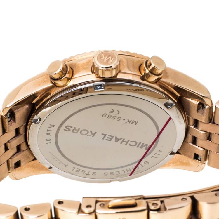 Pre Owned Michael Kors Rose Gold Plated Stainless Steel Lexington MK5569 Women's Wristwatch 38 mm