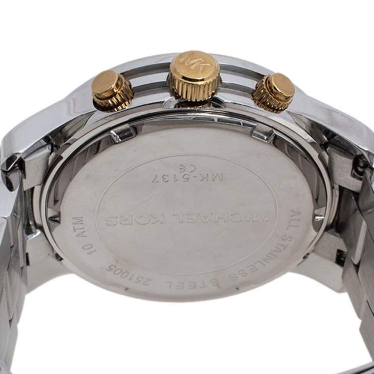 Pre Owned Michael Kors Yellow Gold Two Tone-Stainless Steel Runway MK5137 Women's Wristwatch 38 mm
