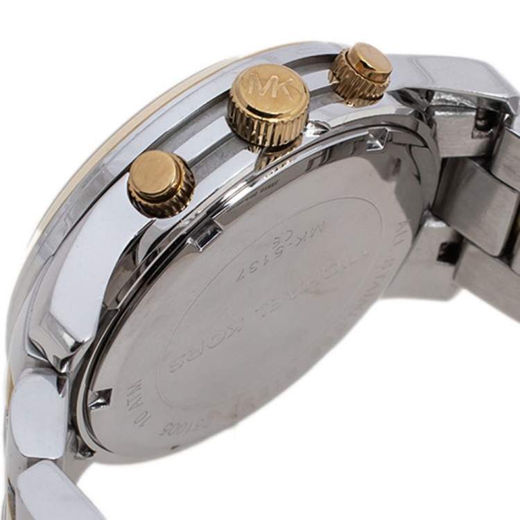 Pre Owned Michael Kors Yellow Gold Two Tone-Stainless Steel Runway MK5137 Women's Wristwatch 38 mm