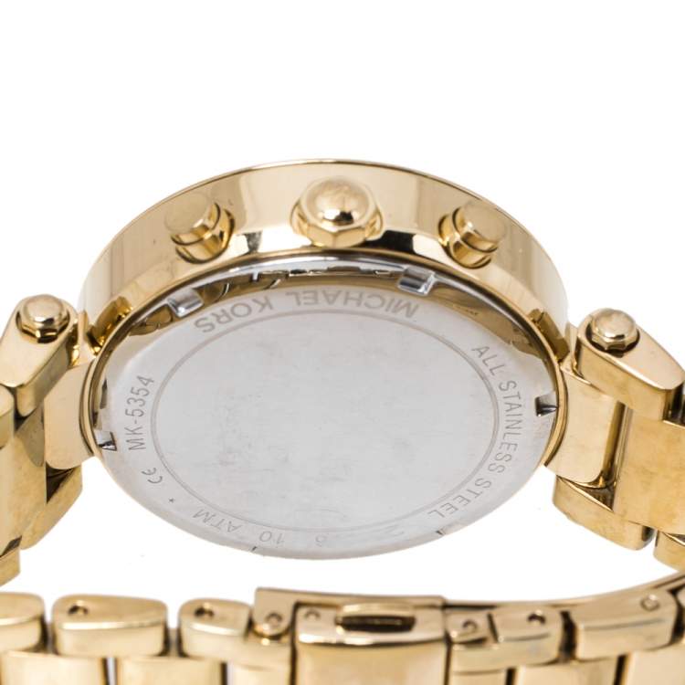 Pre Owned Michael Kors Yellow Gold Tone Stainless Steel Parker MK5354 Women's Wristwatch 39 mm
